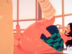 Kimetsu no yaiba yaoi hentai 3d - tanjiro is fucked by inosuke on the table