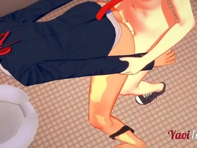 2 nekoboys having sex in school's toilet , handjob and anal with crempie