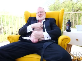 Bearfilms silver bear rusty mcmann jerks off solo outdoor