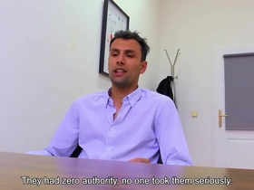 Patrik is worried about the size of his boss' cock but he finally manages nicely - bigstr