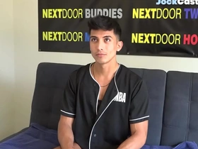 Casted athletic latino masturbating for jizz