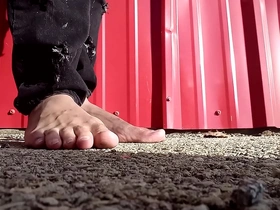 Male dirty spit feet